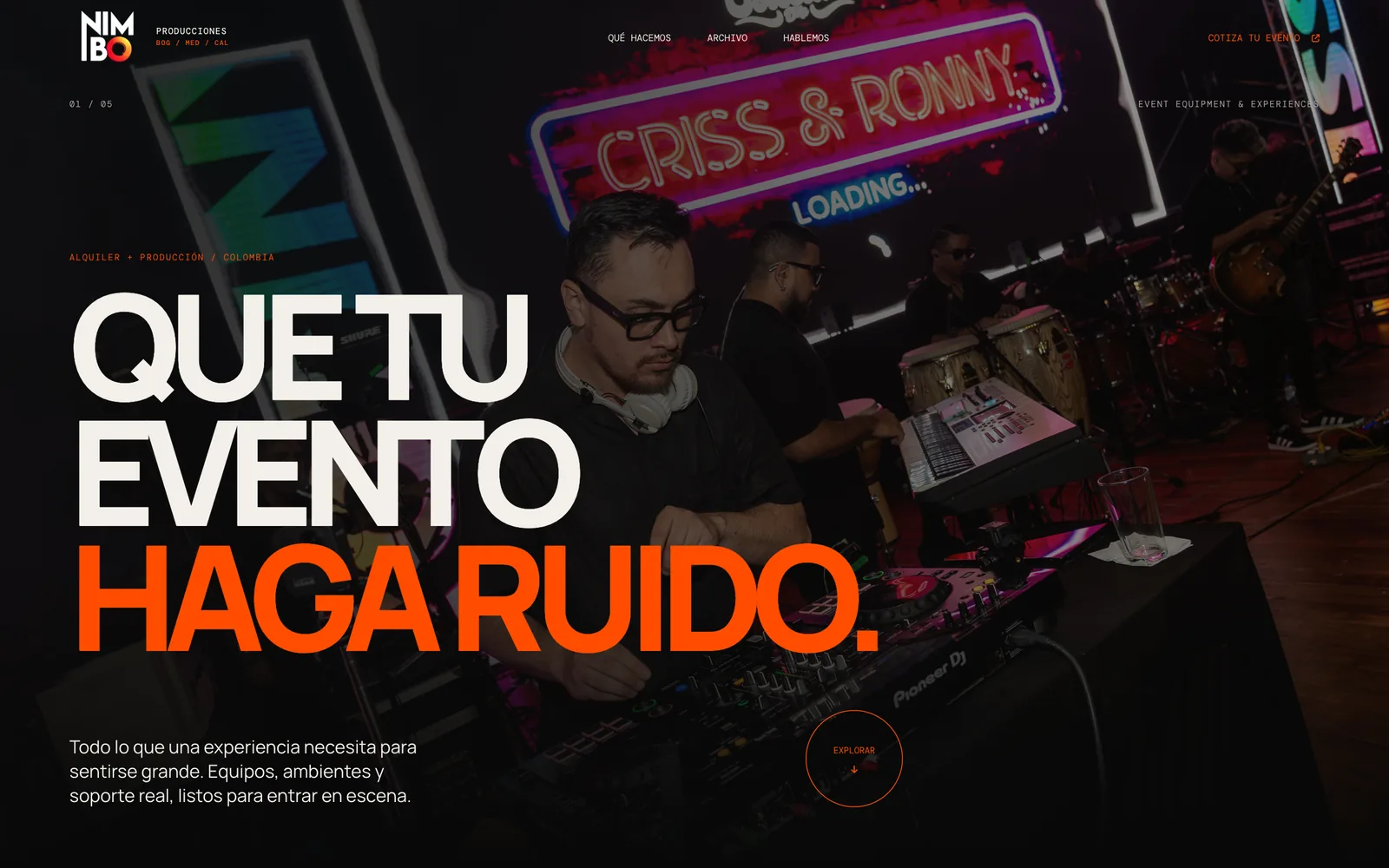 Website of Nimbo Producciones